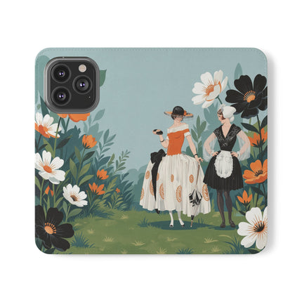 🌼🖤 The Ladies Of The Garden Promenade Flip Case – Art Deco Floral Fashion
