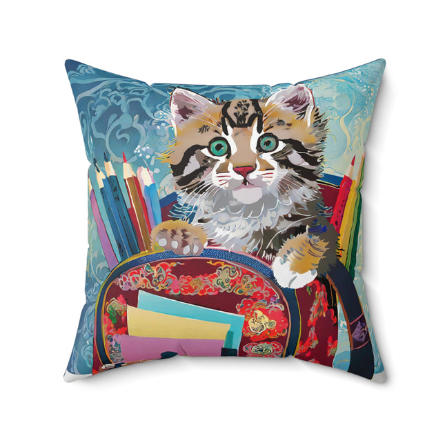 Whiskered Wanderings Spun Polyester Square Pillow