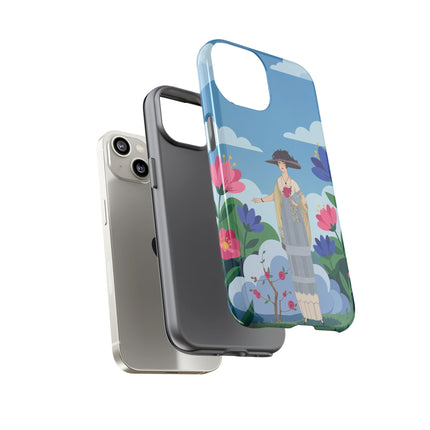 🌸🎩 The Lady Of The Grand Flower Garden Phone Case – Art Deco Fashion Illustration