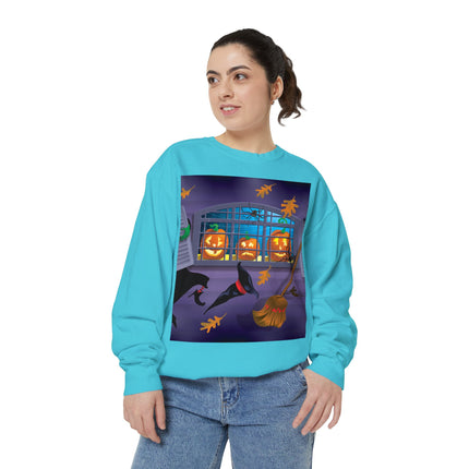 Whimsical Halloween Mischief Unisex Garment-Dyed Sweatshirt