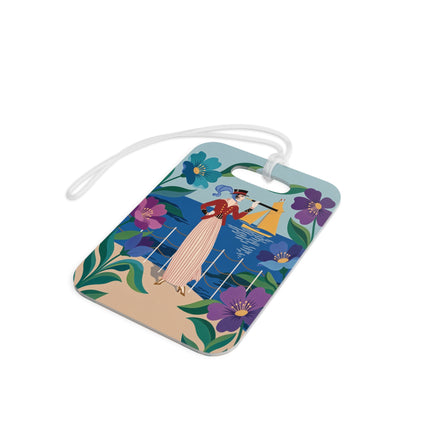 🌊🔭 The Lady Of The Seaside Lookout Luggage Tag – Art Deco Nautical Adventure