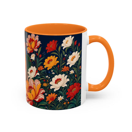 🌺🐦 The Enchanted Birdcage Garden Colorful Mug – Art Deco Floral Fantasy