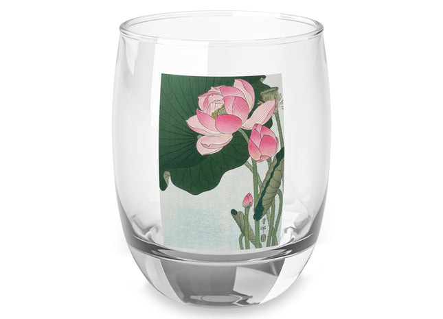 Blooming Lotus Flowers by Ohara Koson Whiskey Glass