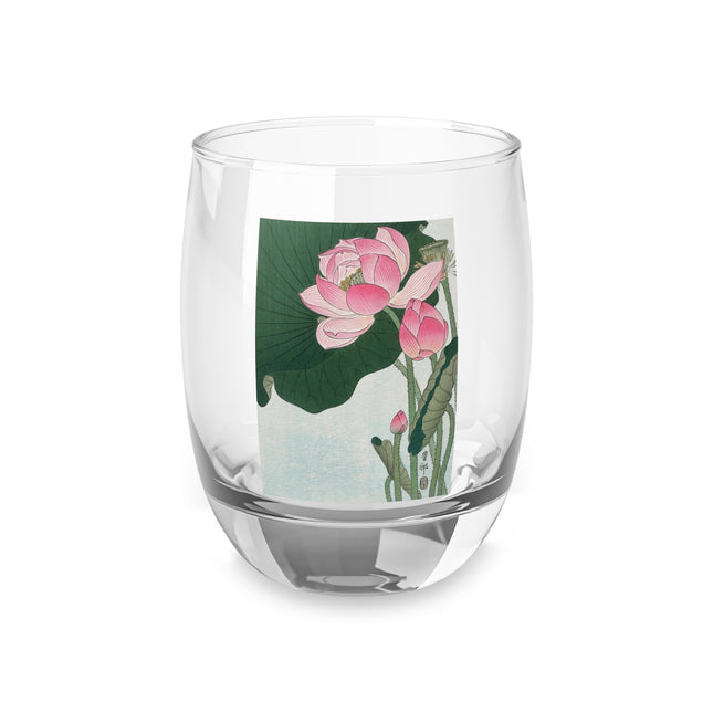 Blooming Lotus Flowers by Ohara Koson Whiskey Glass