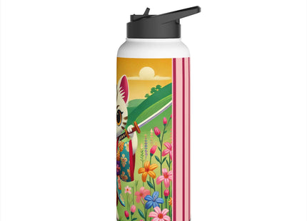 Samurai Kitten Stainless Steel Water Bottle, Standard Lid