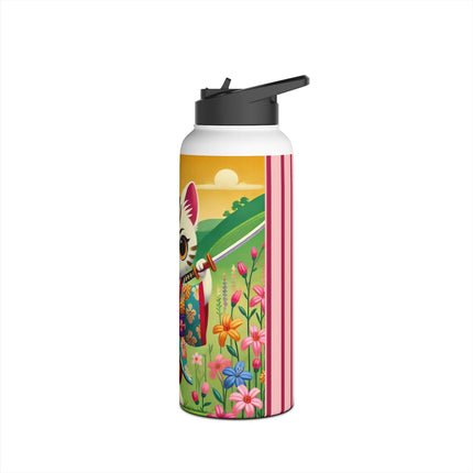 Samurai Kitten Stainless Steel Water Bottle, Standard Lid