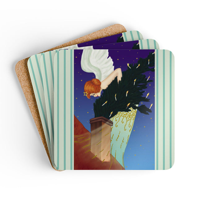 The Christmas Angel Corkwood Coaster Set