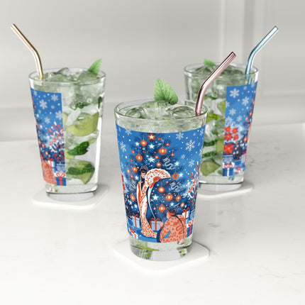 🎋❄️ The Winter Lantern Celebration Pint Glass – Elegant Asian Christmas Fantasy