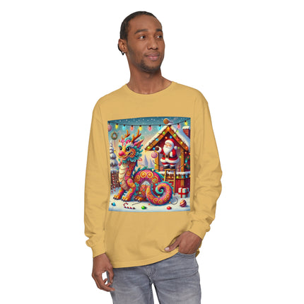 Playful Dragon's Christmas Unisex Garment-dyed Long Sleeve T-Shirt