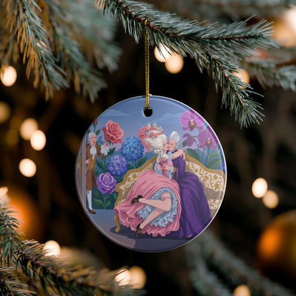 🌹💜 The Secret Embrace Ceramic Ornament – Art Deco Floral Romance