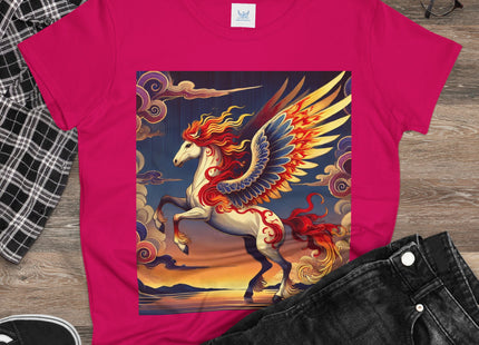 Flame-Winged Horse at Sunset Women's Midweight Cotton Tee