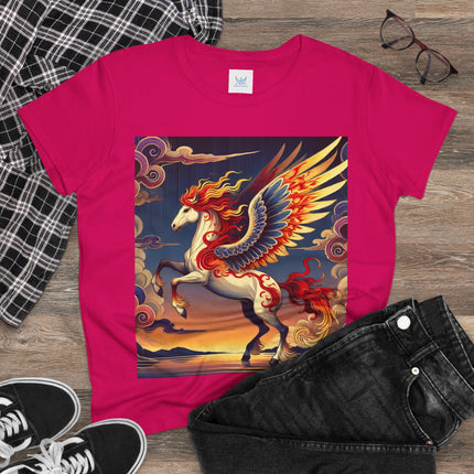 Flame-Winged Horse at Sunset Cotton Tee