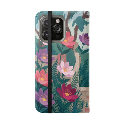 🌺🎭 The Garden Courtship Flip Case – Art Deco Floral Romance