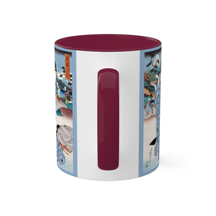 Japanese woman woodblock print by Keisai Eisen Colorful Mugs, 11oz