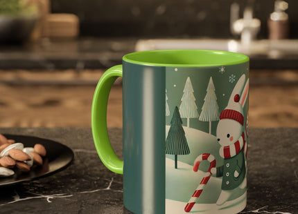 Candy Cane Timekeeper Bunny Colorful Mugs (11oz, 15oz)