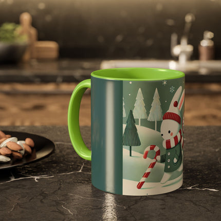 Candy Cane Timekeeper Bunny Colorful Mugs (11oz, 15oz)