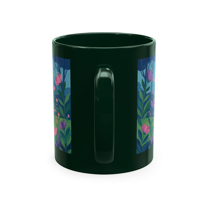 🌸☂️ The Lady Of The Enchanted Garden Stroll Ceramic Mug – Art Deco Floral Whimsy
