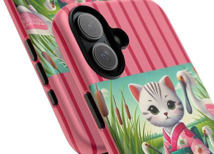 Geisha Kitten Strolls Among the Spoonbills Phone Cases