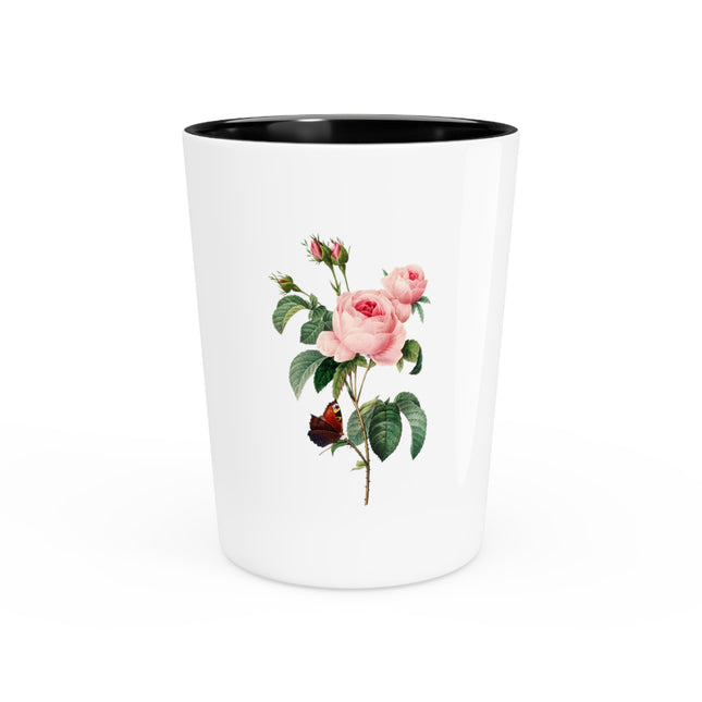 Cabbage Rose botanical illustration by Pierre-Joseph Redouté Ceramic Shot Glass