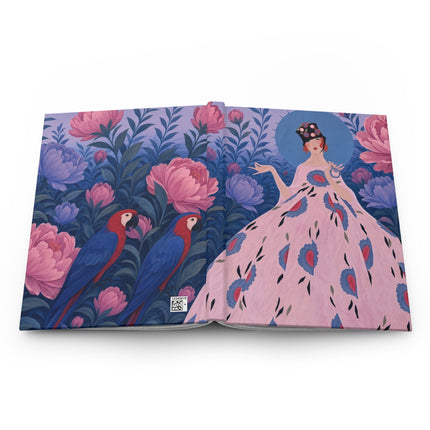 🦜🌸 The Lady Of The Enchanted Parrot Garden Hardcover Journal – Art Deco Floral Fantasy