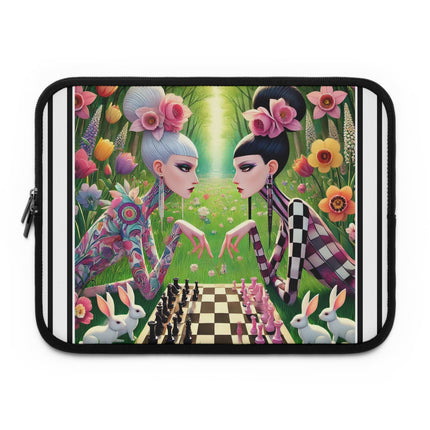 Spring Gambit: A Fairy’s Move Laptop Sleeve – Whimsical Chess & Spring Magic