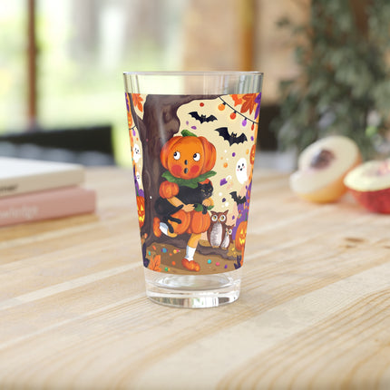 🎃🐈‍⬛ The Pumpkin Child’s Halloween Parade Glass, 16oz – Whimsical Storybook Charm