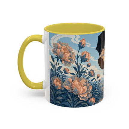 ☔🌸 The Grand Floral Journey Colorful Mug – Art Deco Travel Elegance