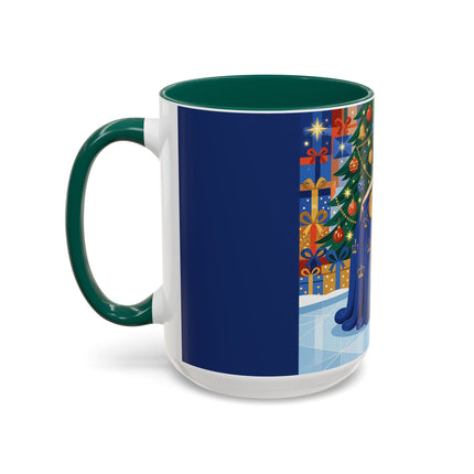 👑🎄 The Christmas Queen Of Golden Bells Colorful Mug – Art Deco Holiday Elegance