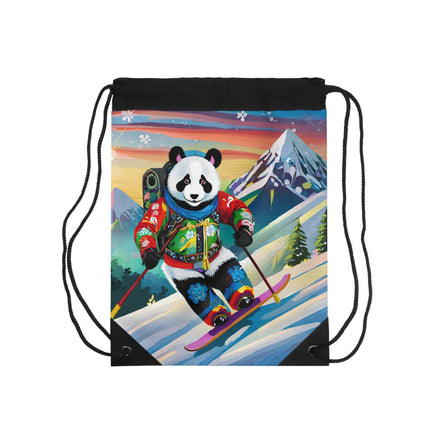 Cyberpunk Panda Drawstring Bag