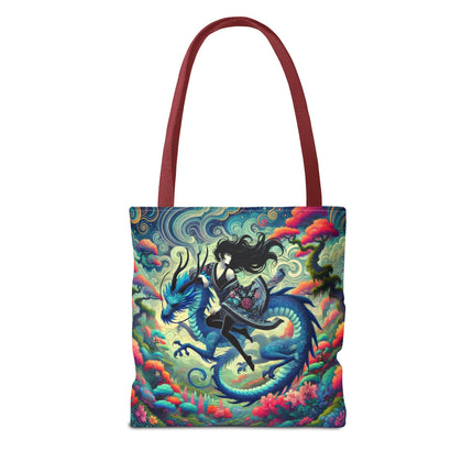 Mystic Guardian of the Sky Tote Bag – Warrior Fairy & Turquoise Dragon