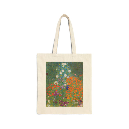 Cottage Garden by Gustav Klimt Cotton Canvas Tote Bag