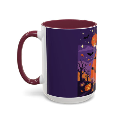 🎃🌕 The Pumpkin Moon Enchantress Colorful Mug – Elegant Halloween Masquerade