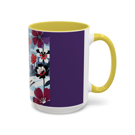 🎿❄️ The Winter Flower Skier Colorful Mug – Art Deco Alpine Fantasy