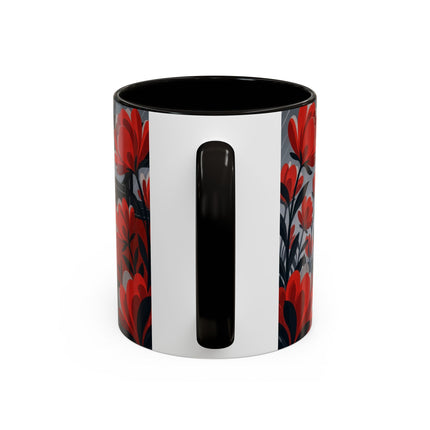☔🌹 The Scarlet Rainstorm Promenade Colorful Mug – Art Deco Motoring Elegance