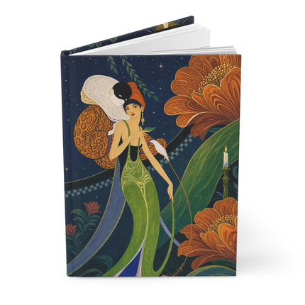 🌙🎭 The Lady Of The Midnight Masquerade Garden Hardcover Journal – Art Deco Pierrot Fantasy