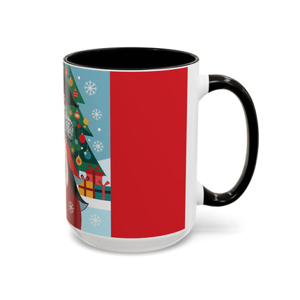 ❤️ The Lady Of The Crimson Scarf Colorful Mug – Art Deco Christmas Elegance