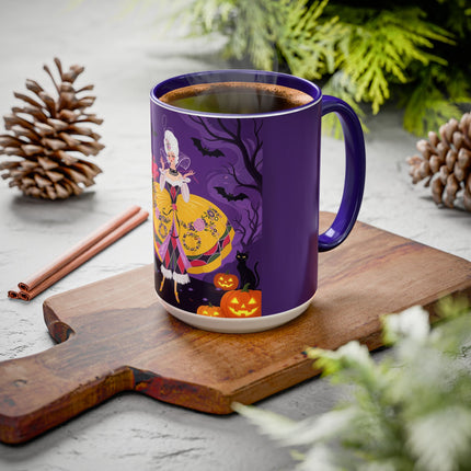 🎭🌹 The Harlequin Rose Masquerade Colorful Mug – Theatrical Halloween Romance
