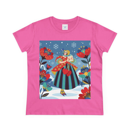 ❤️❄️ The Winter Heart Messenger Cotton Tee – Art Deco Winter Enchantment