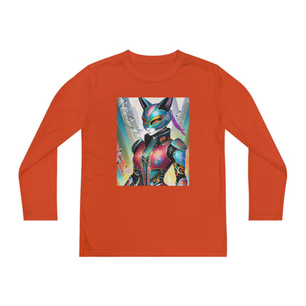 Cyberpunk Chic Youth Long Sleeve Competitor Tee – Holographic Style & Futuristic Adventure