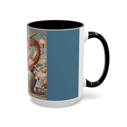 Golden Dragon & Lantern Lady Colorful Mug – Imperial Dragon & Elegant Harmony