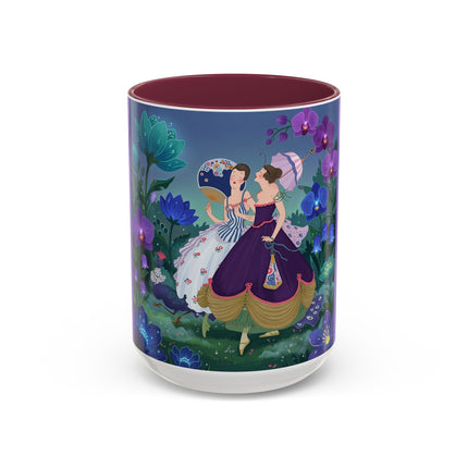 The Ladies Of The Moonlit Garden Colorful Mugs – Art Deco Floral Elegance
