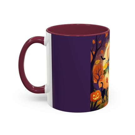 🌕🍂 Autumn Song Beneath The Harvest Moon Colorful Mug – Whimsical Halloween Charm