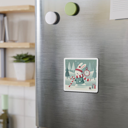 Candy Cane Timekeeper Bunny Die-Cut Magnets (5 Sizes)