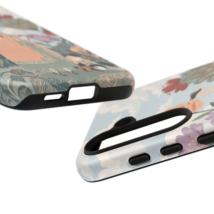 🌹🐈 The Lady And Puss In Boots Phone Case – Art Deco Floral Whimsy