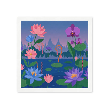 🪷🌸 The Enchanted Lotus And Orchid Garden Napkins – Whimsical Oriental Floral Elegance