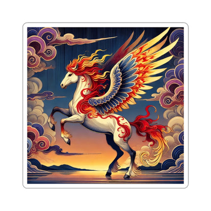 Flame-Winged Horse at Sunset Kiss-Cut Stickers (4 Sizes)