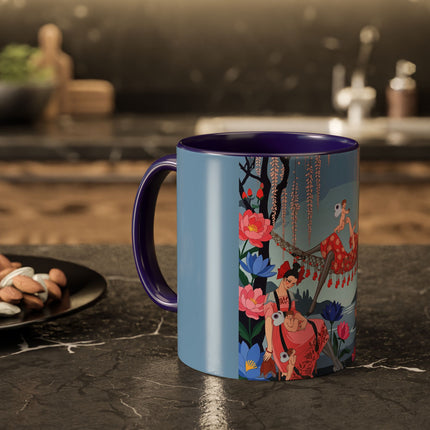 The Ladies Of The Enchanted Hammock Colorful Mugs – Art Deco Whimsical Garden Elegance