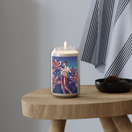 🎭🌺 The Enchanted Peacock Blossom Dancer Scented Soy Candle – Art Deco Floral Fantasy