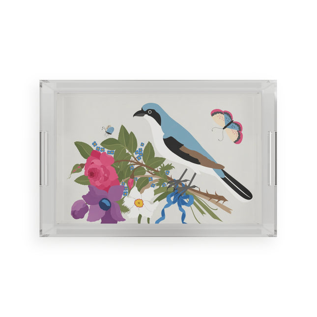 Bluebird & Butterfly Acrylic Serving Tray