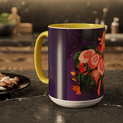 🌹🎃 The Lady Of The Haunted Rose Garden Colorful Mug – Romantic Halloween Charm